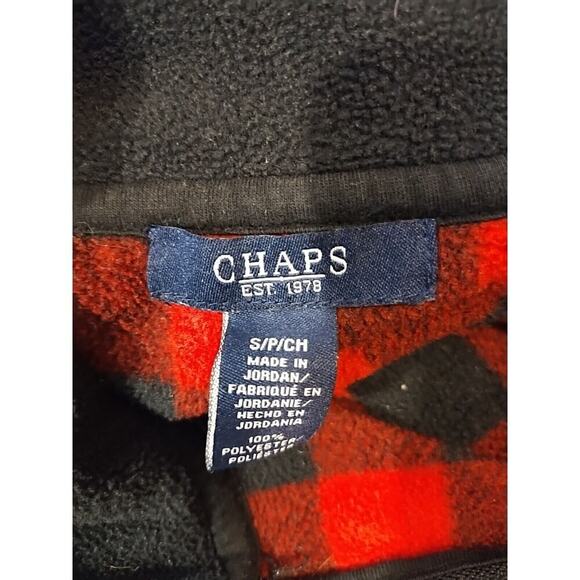 Chaps Womens Small 1/4 Zip Fleece Pullover Sweater Fleece Buffalo Check Plaid - Picture 6 of 6
